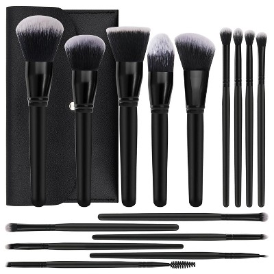 BABYYER Black Makeup Brushes Set,15 Pcs Professional Premium Synthetic Foundation Contour Powder Concealers Eye Shadows Blush Makeup Brush Set