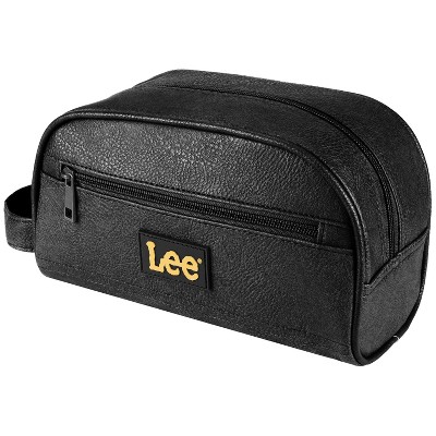 Lee Travel Toiletry Man Bag, Water-Resistant PU Leather Shaving Kit Men's Size Toiletries Containers, Travel Essentials Hanging Cosmetic Bag