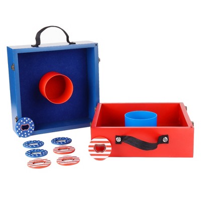 GSE Premium Solid Wood Washer Toss Game Set with Set of 8 Replacement Washers. Outdoor Lawn Game for Beach, Backyard