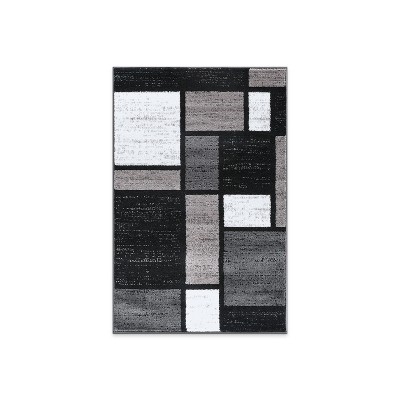 World Rug Gallery Contemporary Modern Boxed Color Block Area Rug:  Runner,  Stain-Resistant,  Low Pile