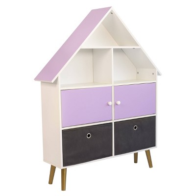Humble Crew Kids' Dollhouse Storage Organizer Purple: MDF Frame, 3 Shelves, 46" Height, 33" Width, 9" Depth, Ages 2+