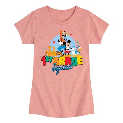 Girls' - Disney - 1st Grade Squad Goofy Pluto Donald Duck Mickey Mouse Fitted Short Sleeve Graphic T-Shirt