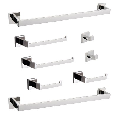 Ridstar 8-Pieces Bathroom Hardware Accessories Set-Silver