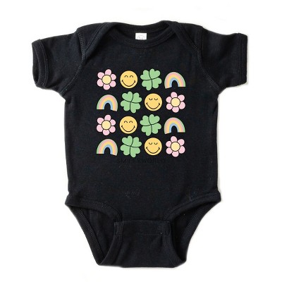 The Juniper Shop SmileyWorld Smiley Clover Daisy Baby Short Sleeve Bodysuit