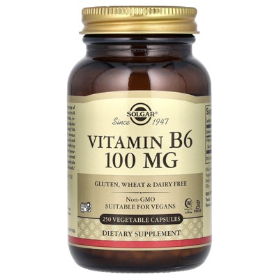 Solgar Vitamin B6, 100 mg, 250 Vegetable Capsules