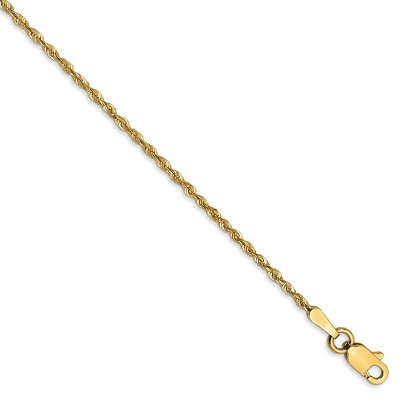 Black Bow Jewelry 1.5mm, 14k Yellow Gold Light Diamond Cut Rope Chain Bracelet