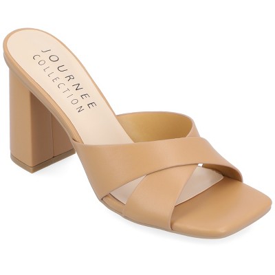 Journee Collection Women's Chazz Vegan Leather Block Heel Sandals