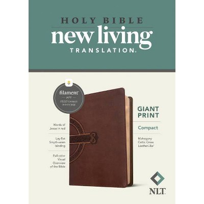 NLT Compact Giant Print Bible, Filament Enabled (Leatherlike, Mahogany Celtic Cross, Red Letter) - by  New Living Translation (Leather Bound)