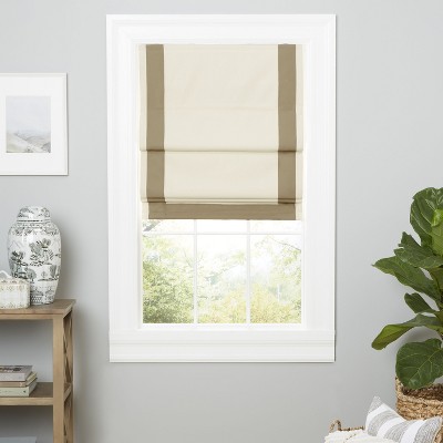 Exclusive Home Frontera 100% Blackout Roman Shade, 31"x64", Natural/Taupe