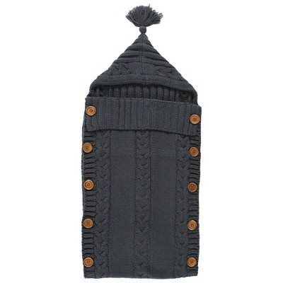 Hudson Baby Infant Boy Knitted Baby Lounge Stroller Wrap Sack, Charcoal, One Size