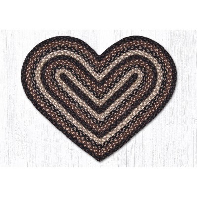 Earth Rugs Heart-Shaped Braided Rug in Mocha/Frappuccino Tones – 20"x30" Eco-Friendly Accent
