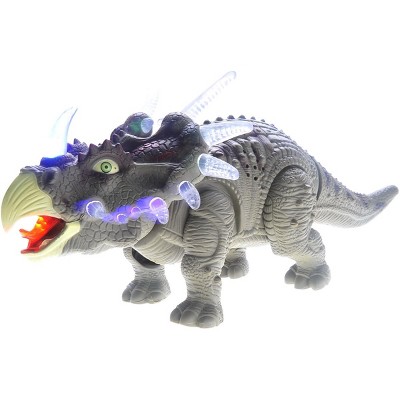 JuzToys Walking Triceratops Dinosaur Toy With Lights And Sounds, Green