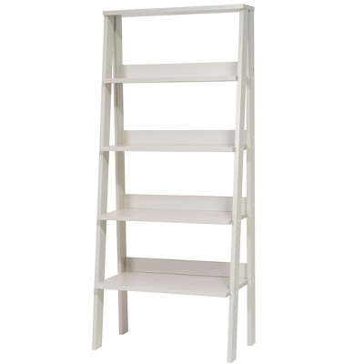 Okak Modern Ladder Bookshelf with 5 Tiers, 55in Bookshelf with Wood Frame, Bookcase for Living Room, Office, Bedroom