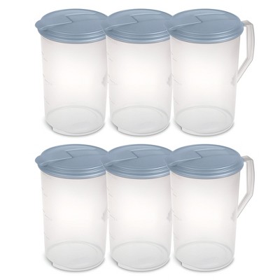 Sterilite 2 Quart Plastic Hinged Pitcher with Comfort Grip Handle