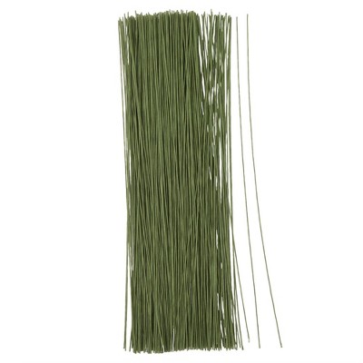Juvale 300 Pieces Green 18 Gauge Floral Wire Stems for DIY Crafts, Artificial Flower Arrangements, 16 In