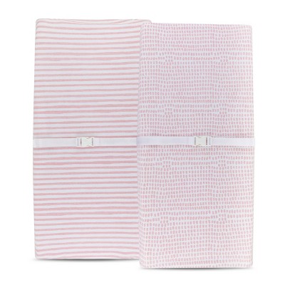 Ely's & Co. Baby Fitted Waterproof Sheet Set 100% Combed Jersey Cotton Mauve Pink Stripes & Splash