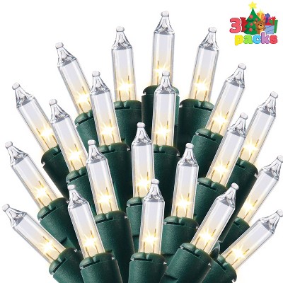 Joyfy 100 Count Clear Christmas String Lights, Warm White Fairy Light Xmas Tree Lights with Green Wire Decoration for Holiday Party Decor