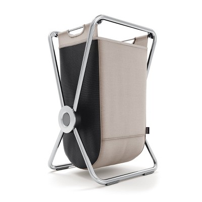 Simplehuman X-Frame Laundry Hamper, 100% Recycled Polyester Collapsible Laundry Baskets with Easy Carry Handles, Heavy-Gauge Steel Frame, Chrome, 80L