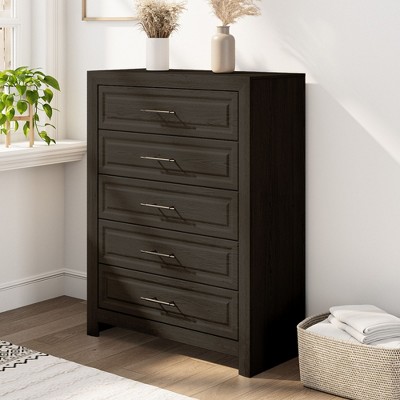 5 Drawers Dresser, 47.24" Tall Wood Dresser Chest of Drawer, Rustic Storage Dresser Organizer with and Vintage Handle for Bedroom Closet Hallway