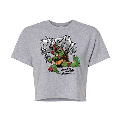 Women's - Teenage Mutant Ninja Turtles - Raphael Going In Loud Cropped Graphic T-Shirt