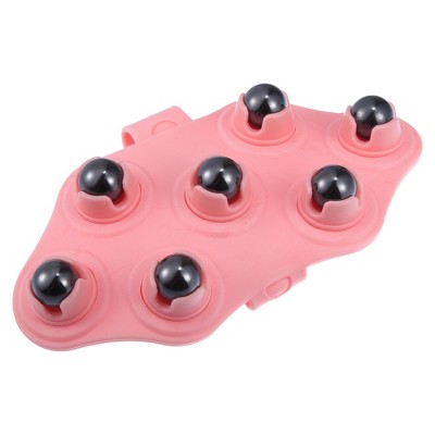 Unique Bargains Neck PVC POM Carbon Steel Seven Trigger Points Handheld Massager Pink Black 1 Pcs