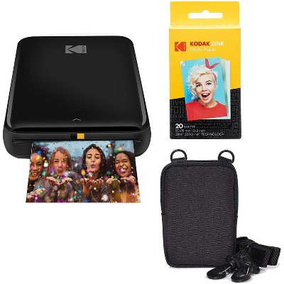 Kodak Step Mobile Instant Photo Printer 2x3" (Black) & Photo Paper Go Bundle for iOS & Android