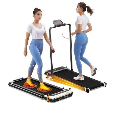Akluer Walking Pad with Incline, 2-in-1 Under Desk Treadmill and Foot Massager, Quiet 2.5HP Treadmill with Armrest, LED Display Remote for Home Office