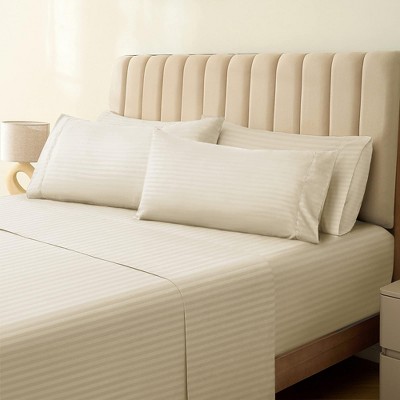 LuxClub 4-5 PC Microfiber Striped Performance Sheet Set, Soft Cooling Eco-Friendly Bed Sheets with 18in Deep Pockets
