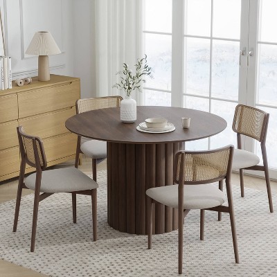 Dovelina Mid-Century Wood Round Dining Table Kitchen Table Dining Room Table for 4 People - 46", Black