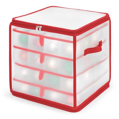 Whitmor 64 Christmas Ornament Zip Cube with Removable Trays: Plastic Storage, Spot Clean, 13.4" Red, Ornament Holder