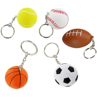 The Mardi Gras Krewe Sports Keychains 30 Pack | Soccer, Basketball, Tennis, Baseball, Football Party Supplies | 6 of Each Ball