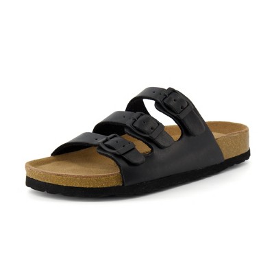 CUSHIONAIRE Lela Slip On Womens Sandals with Vegan Adjustable Straps & Genuine Suede Cork Footbed - Comfortable Memory Foam Sandals for Women 2025