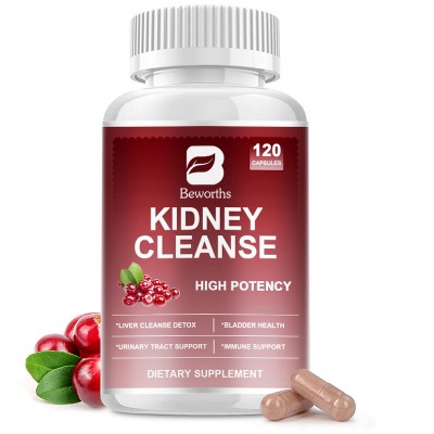 B Beworth Kidney Health Supplement with Cranberry Extract - for Cleanse, Detox & Repair - 120 Ct