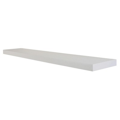InPlace 60" Slim Low Profile Floating Wall Shelf White: Modern Decor, Wood Composite, Includes Mounting Hardware