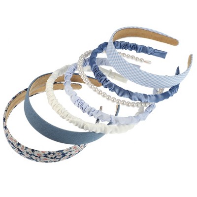 Unique Bargains Women's All-Match Headband Blue and White 7 Pcs