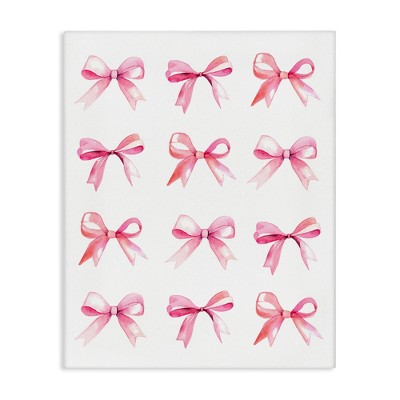 Stupell Industries Pink Bows Rows Canvas Wall Art