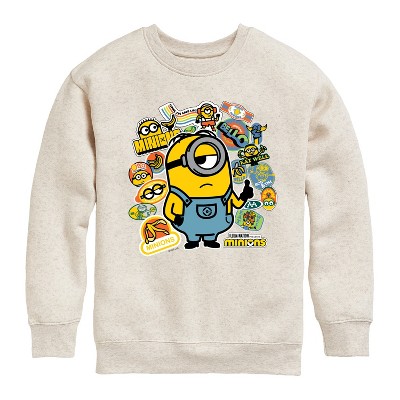 Boys' - Despicable Me Minions - Minion & Banana Stickers Graphic Long Sleeve Fleece Sweatshirt