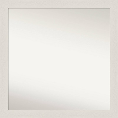 30" x 30" Non-Beveled Rustic Plank White Narrow Wall Mirror - Amanti Art: Square, Polystyrene Frame, Wall Mounted