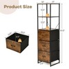 Costway Vertical 3 Drawer Dresser w/ 3 Shelves Tall Storage Tower Chest Freestanding - 4 of 4
