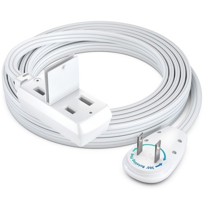 Maximm Cable 360 Degree Rotating Flat Plug Extension Cord 16 AWG 3-Outlet, 2 Prong with Safety Cover - UL Certified