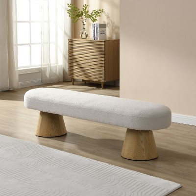 Sapphtopaz Dining Bench Upholstered Ottoman with Wood Legs End of Bed Bench Entryway Bench Vanity Stool for Living Room, Bedroom, Entryway