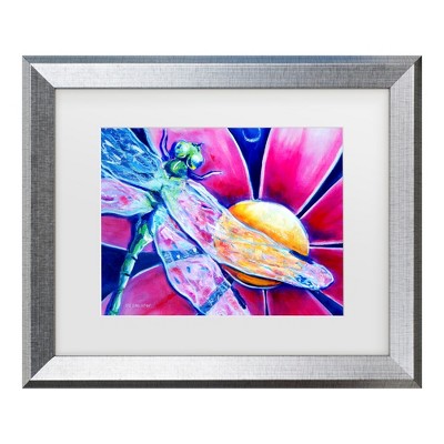 Trademark Fine Art - Deborah Broughton Flower Pink Daisy Dragonfly Matted Framed Art