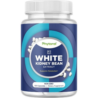 White Kidney Bean Extract Capsules, Extract for Enhanced Energy Digestion & AMPK Activation, Antioxidant Rich Starch Inhibitor, Phytoral, 120ct