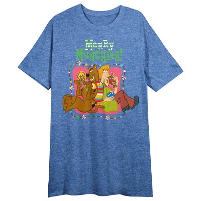 Scooby Doo Merry Munchies Women's Royal Blue Short Sleeve Sleep Shirt