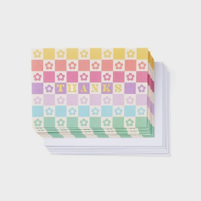 10ct Thanks Ombre Rainbow Daisy Cards - Spritz™: Floral Thank You Card Set, Multicolored Gift Packaging, Kids Birthday