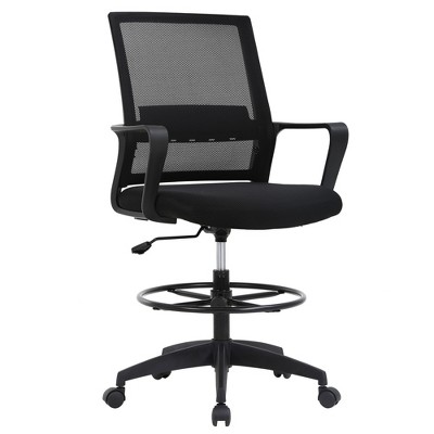 FDW Drafting Chair Tall Office Chair Adjustable Height with Lumbar Support Arms Footrest Mid Back Desk Chair Desk Drafting Stool