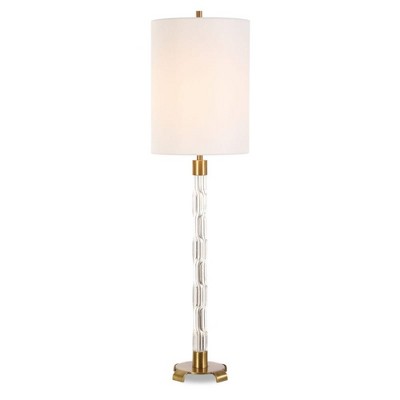 Uttermost York Buffet Lamp-Petite Crystal with Embossed Pattern and Brass Accents