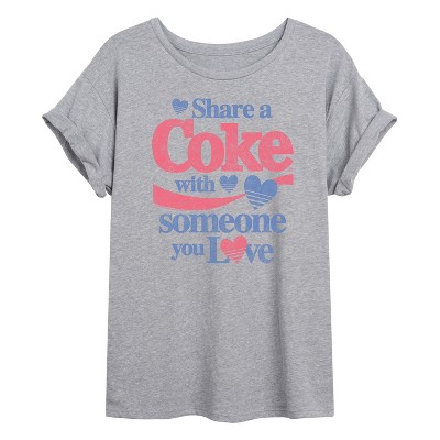 Women's - Coca-Cola - Share a Coke Hearts Oversized Graphic T-Shirt