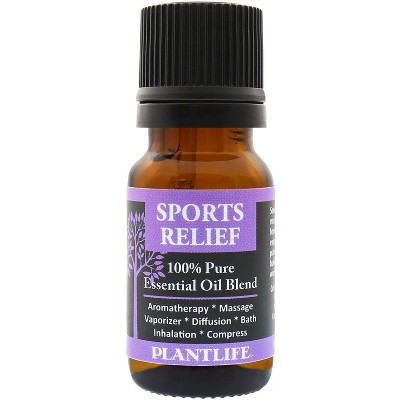 Plantlife Sports Relief Aromatherapy Essential Oil Blend – 100% Pure, Therapeutic Grade, No Additives or Fillers, Made in California, 10 ml
