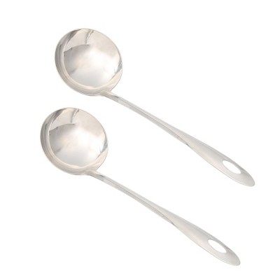 Unique Bargains Stainless Steel Silver Tone Long Handle Durable Soup Ladle 10" x 2.4" x 0.8" Silver Tone 2 Pcs